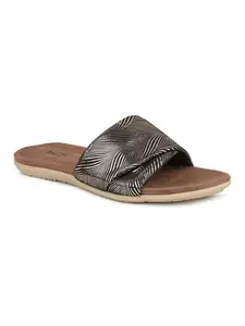 Inc.5 Women Antique-Toned Striped Open Toe Flats