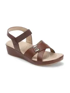 Carlton London Women Brown Comfortable Casual Wear, Outdoor, Party and Formal Wear sandal with Wedge Heels (40)