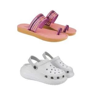 ZENWEAR Extra Soft Classic Casual wear with Flexibility Technology Sandal Combo for Women's/Girl's(6145+1958)(5) Multicolor