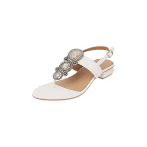 Metro Women’s White Elegant Ethnic Sandals with Zari Embellishment UK/5 EU/38 (33-837)