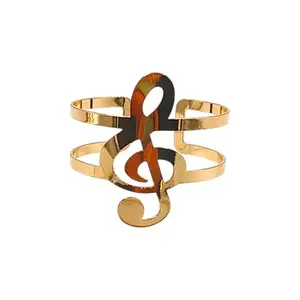 MINDORA Musical Note Gold-Plated Adjustable Cuff Bracelet, Treble Clef Design, Elegant Statement Jewelry for Women, Wrist Accessory, Gift for Any Occasion