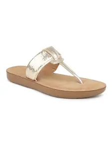 Inc.5 Women Gold Embellished Open Toe Flats