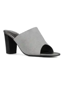 Inc.5 Womens Pewter Solid Round Toe Party Wear Block Heel Mule Sandals
