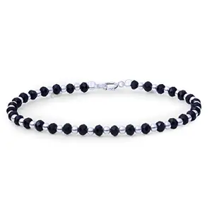 Ananth Jewels 925 Silver Black Crystal Nazariya Flexible Bracelet for Girls Women