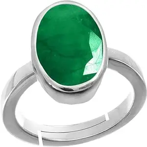 VKG GEMS 10.25 Ratti/9.45 Carat Certified Natural Emerald Panna Panchdhatu Adjustable Rashi Ratan Ring for Astrological Purpose Men & Women's (Lab-Tested)