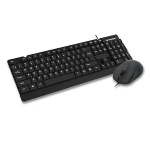 Wired Keyboard & Mouse Combo,Full-Size Keyboard and Mouse Combo with Optical Sensor 3 Button Mouse, USB Plug-and-Play, Compatible with Desktop, Laptop, Notebook - Black