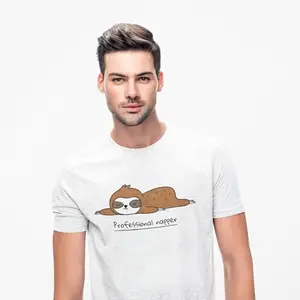 White Cotton T-Shirt for Men & Women – Professional Napper Design – Funny Lazy Mood Tee – Half Sleeves, Casual Unisex Fit (in, Alpha, XL, White)