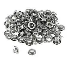 Nickel Silver Metal Eyelet for Grommet Hole Rivets (Silver, 200 Pieces) Sets Round Eyelets Grommets New- Kuts n crvs