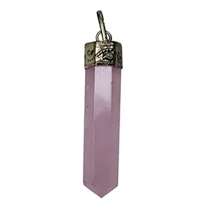 SATYAMANI Natural Energized Rose Quartz Point Pencil Pendant with Cap - (25 mm) For Love, Woman & Girls Color- Pink (Pack of 1 Pc.)