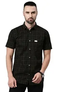 Majestic Man Men Cotton Checkered Half Sleeve Slim Fit Casual Shirt