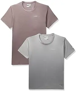 Charged Active-001 Camo Jacquard Polyester Round Neck Sports T-Shirt Light-Grey Size 2Xl And Play-005 Interlock Knit Geomatric Emboss Polyester Round Neck Sports T-Shirt Light-Grey Size 2Xl