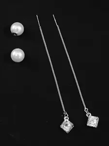 Pearl Drop Earrings, Sterling Steel,Women Stainless Steel Drops & Danglers D1D2