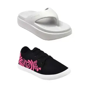 SPORTER Extra Soft Classic Casual wear with Ultra Soft Flexibility Technology flip-Flop Combo for Women's/Girl's(6108-1980) Multicolor