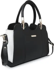 REEDOM FASHION Synthetic Leather Handbag for Women (Black) (RF1068)-BZ