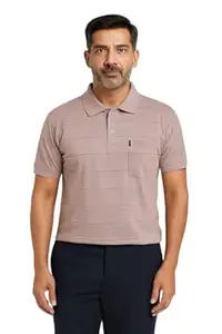 WILD ELEPHANT Men Cotton Striped Polo Neck Half Sleeve T-Shirt with Pocket