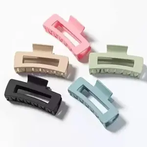 ANANYA Hair Claw Clips, 5PCS Strong Hold Rectangle Claw Hair Clips Bright Color Hair Jaw Clamp Non-Slip Catch Hair Styling Accessories for Women Girls.,