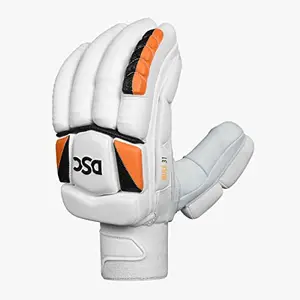 DSC Krunch Bull 31 Leather Cricket Batting Gloves for Mens | Size : Youth RH | Right Hand | Use for Batting | Pre-Curved Finger | Leather Palm for Superior Grip | Airflow Gusset for Ventilation