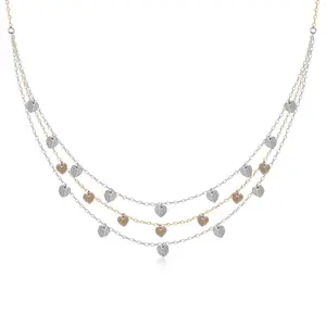 TOUCH925 Triple Layered Heart Charm Necklace | Pure Silver Jewellery for Women | Waterproof & Anti-Tarnish | Silver Necklace for Women | Anniversary & Birthday Gift for Girls