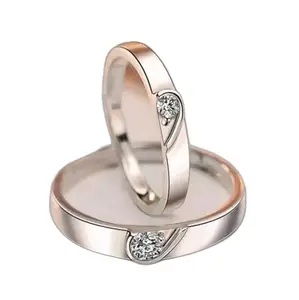 FashionJewelleryAdjustableCrystalCombinemake1HeartsCoupleFingerRings(308-Combinemake1Heart(M:12))