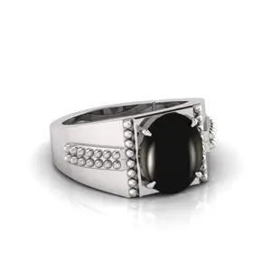 7.25 Ratti Black Hakik Original Agate Stone Adjustable Ring For Men And Women With Lab Certified A-10