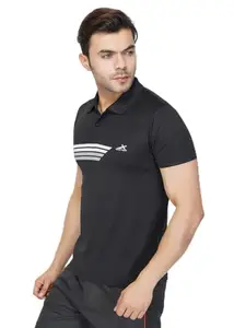 Vector X OMT-153 Men's Polyester Half Sleeve Polo T-Shirt Black