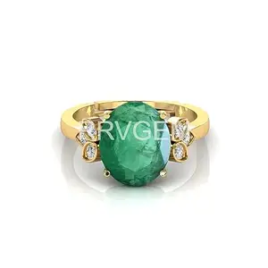 MBVGEMS natural emerald ring 9.50 Ratti certified handcrafted finger ring with beautifull stone panna ring gold plated for men and women lab - certified