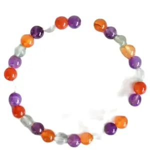 RRJEWELZ Natural Amethyst, Carnelian & Green Fluorite 6mm Round Shape Smooth Cut Beads 7 Inch Stretchable Bracelet For Men & Women. Unisex Bracelet For Healing, Meditation & Luck|STBR_RR_09599_7.0