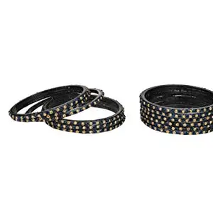 Designer Fancy Party Glass Bangle Cum Kada Set Of 12 Decorative With Colorful Beads & Stone (With Safety Cum Gift Box) BN-117 (Bangle-QZ1.a_bang)