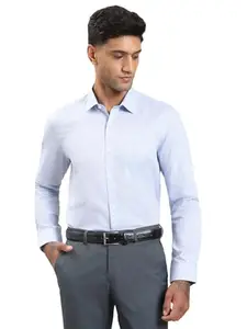 Turtle Men Giza Cotton Regular Fit Checkered Light Blue Formal Shirt