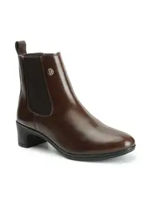 Elle Women's Fashionable Slip-On Boots Colour-Brown, Size-UK 8