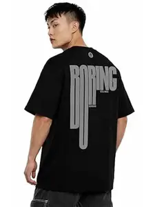 Darkbuck Men’s Oversized Graphic Black T-Shirt, Drop Shoulder Loose Fit Streetwear Tee with Back Print – Stylish Urban Casual Top for Men and Women