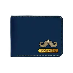 NAVYA ROYAL ART Personalized Wallet with Name & Charm, Customized Premium Vegan Leather Wallet for Men (BLUE77)