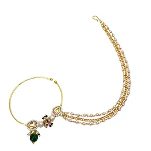 Shomor Fashion 22k Gold Traditional Nath Nose Ring for Women, Indian Wedding Jewellery Women/Girls