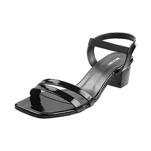 Walkway Women Black Synthetic Leather Block Heel Fashion Sandal UK/8 EU/41 (33-16)