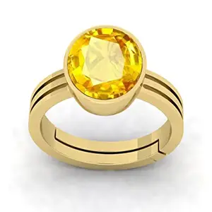 BALATANK�4.25 Ratti / 3.50 Carrat Untreatet AA++ Quality Natural Yellow Sapphire Pukhraj Gemstone Gold Plated Ring for MenAnd Women's {Lab Certified}