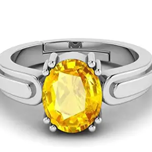 MBVGEMS YELLOW SAPPHIRE RING 7.25 Ratti 6.40 Carat Certified Unheated Untreatet Pukhraj Panchdhatu Ring for Women's and Men's By LAB -CERTIFIED