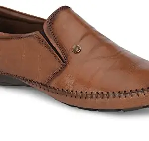 MONDAIN Leather Driving Shoes for Men Driving Shoes for Men (Tan)(MDDS-404-TAN-7)