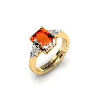 MBVGEMS 8.25 Ratti / 7.50 Carat Certified gomed/garnet ring gold plated Handcrafted Finger Ring With Beautifull Stone hessonite ring