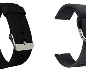 ACM Pack of 2 Watch Strap Silicone Belt 22mm compatible with Noisefit Core Oxy Smartwatch Casual Classic with Hook Band (Black)