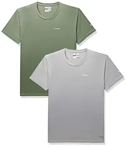 Charged Energy-004 Interlock Knit Hexagon Emboss Round Neck Sports T-Shirt Light-Grey Size 2Xl And Charged Play-005 Interlock Knit Geomatric Emboss Round Neck Sports T-Shirt Grape-Green Size 2Xl