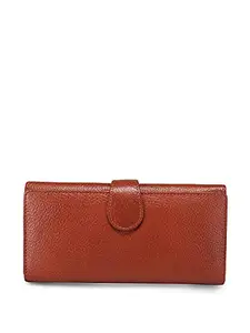 GENWAYNE Tri-fold Leather Wallet for Women, Tan