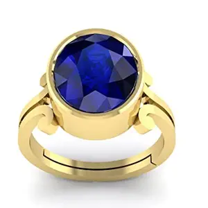MBVGEMS Natural Blue Sapphire stone ring 5.25 Ratti / 5.00 Carat Certified Neelam RING Gold Plated Ring for Men and Women