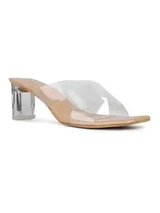 Inc.5 Womens Beige Party Wear Transparent Open Toe Heels