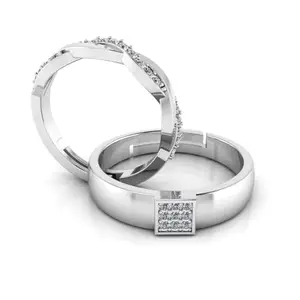 Miss Highness Pure 925 Sterling Silver Ring Rhodium Plated Minimal Jewelry Hallmark with Size Adjustable Birthday Wedding Anniversary Gift for Women and Men Couple Rings CZ AAA+ Diamond (MHR-F81-M38)