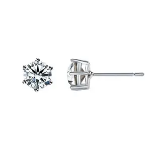 Via Mazzini 0.75ct Round Solitaire Look Basket Stud Earrings For Men Enhanced With Swarovski Elements (6mm)