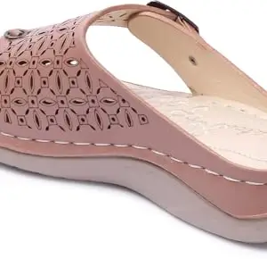 Picktoes PT-4002 Women's Pink Synthetic Leather Casual Heel Sandal