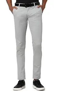 Peter England Men's Mid Rise Skinny Fit Stretchable Everyday Casual Trouser | Scoop Pocket Premium Twill Chinos | Flat Front