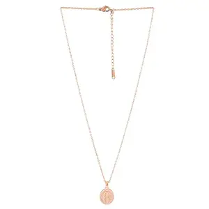 Novellas Rose Gold-Plated Crystal-Studded Sublima Pendant Set For Women, Drop Chain Necklace for Women Jewellery, And Gift for Women (With Box)