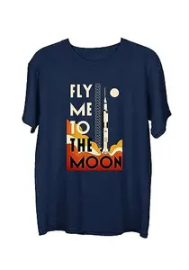 Wear Your Opinion Men's S to 5XL Premium Combed Cotton Printed Half Sleeve T-Shirt (Design : Fly Me to The Moon,Navy,XX-Large)