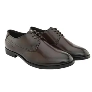 IMCOLUS Formal PU Material Lace-up Derby Shoes Fashionable Shoes for Men | Brown Color | Size - 7